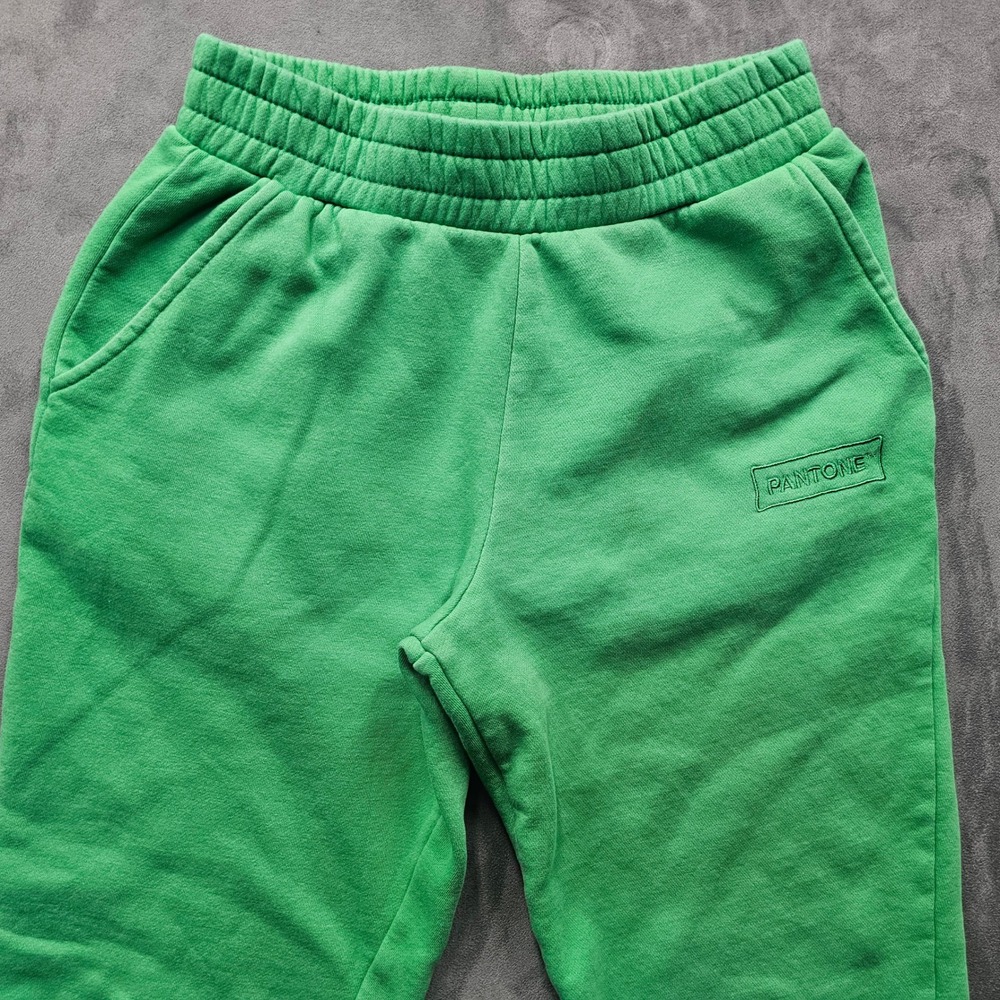 FOREVER 21 PANTONE Green Fleece Jogger Sweatpants Elastic Waist Pockets Womens